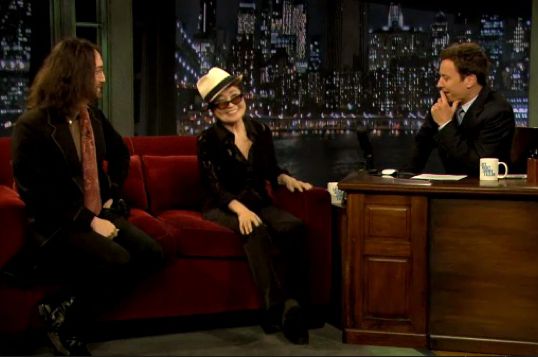 Ono and Sean Lennon discuss fracking on Jimmy Fallon in July.